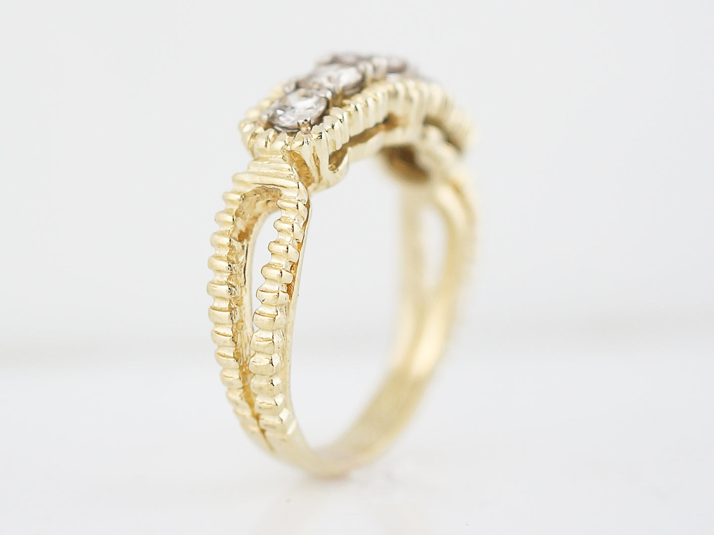Vintage Right Hand Ring Mid Century 1.05 Round Brilliant Cut Diamonds in 14K Yellow Gold