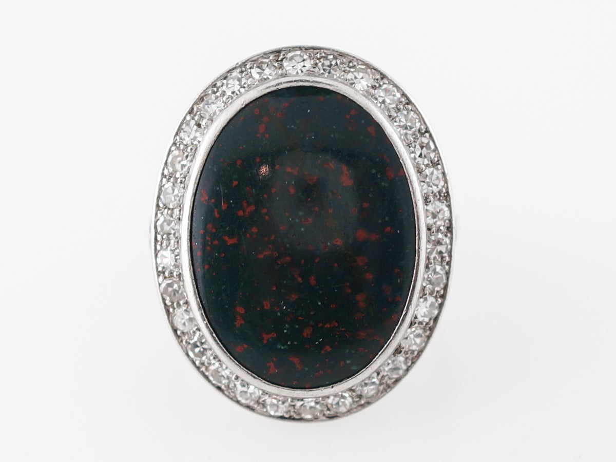 ***ON HOLD***Vintage Bloodstone Cocktail Ring w/ Diamonds in Platinum