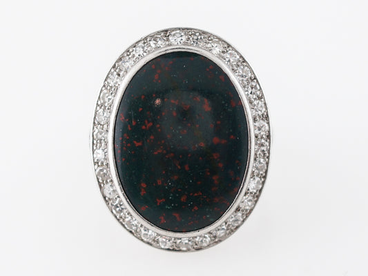 ***ON HOLD***Vintage Bloodstone Cocktail Ring w/ Diamonds in Platinum