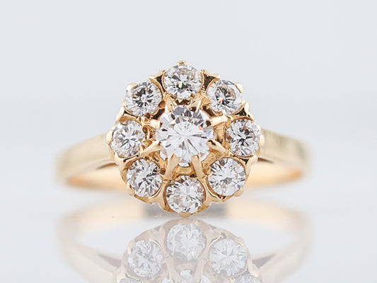 Vintage Right Hand Ring Retro .20 Round Brilliant Cut Diamonds in 18k Yellow Gold