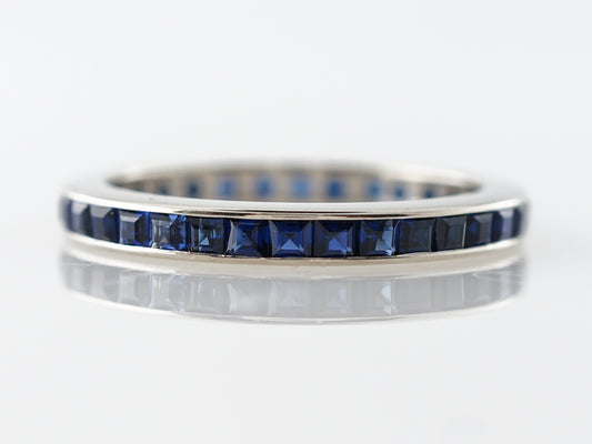 Antique Sapphire Eternity Band Art Deco in White Gold