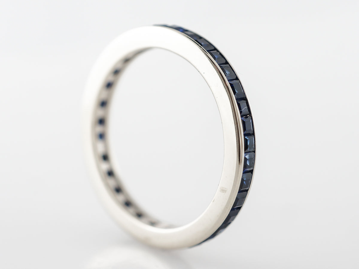 Antique Sapphire Eternity Band Art Deco in White Gold