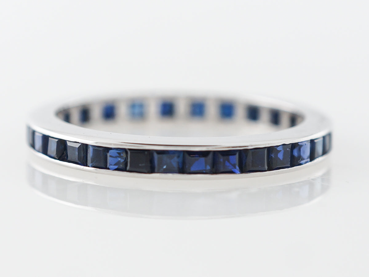 Vintage Sapphire Eternity Band Mid-Century in White Gold