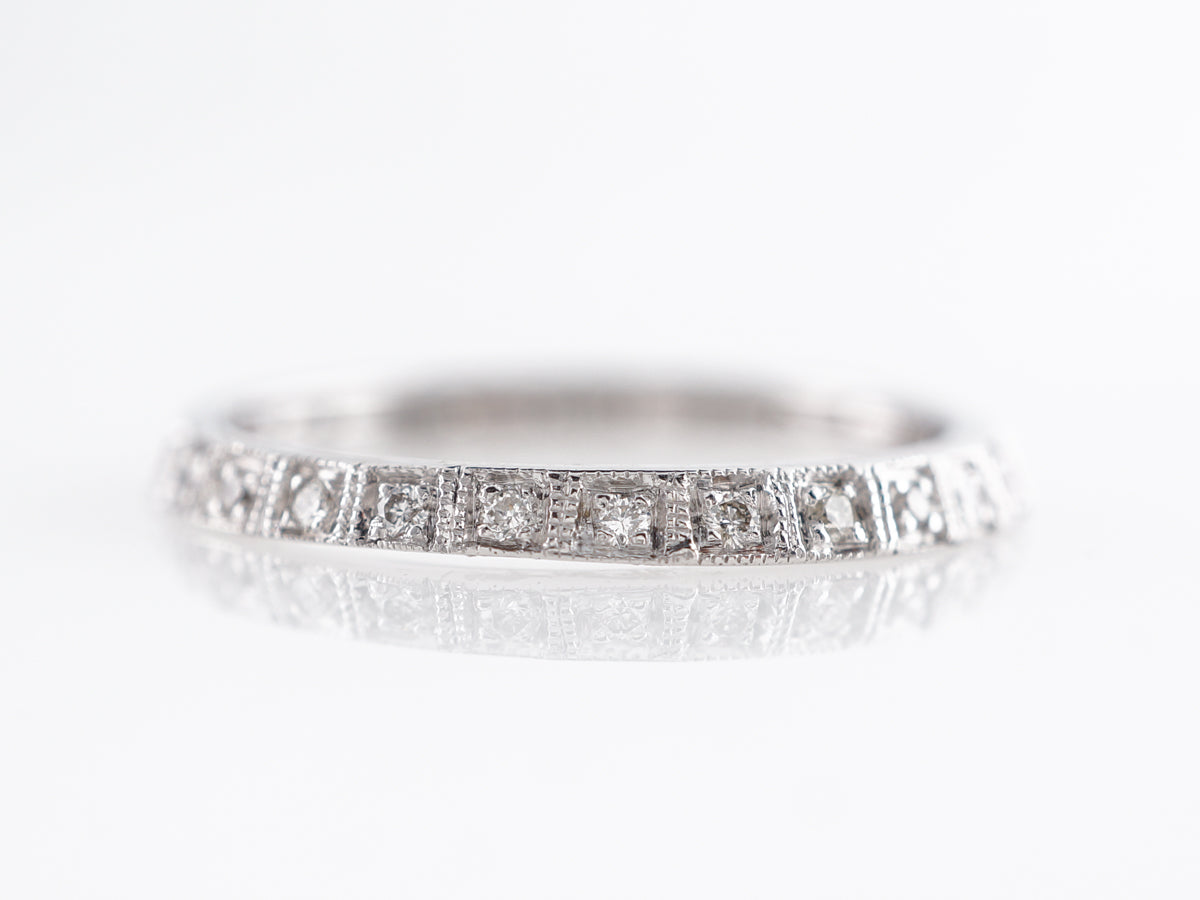 Vintage Diamond Wedding Band Ring Guard in 18K White Gold - Filigree ...