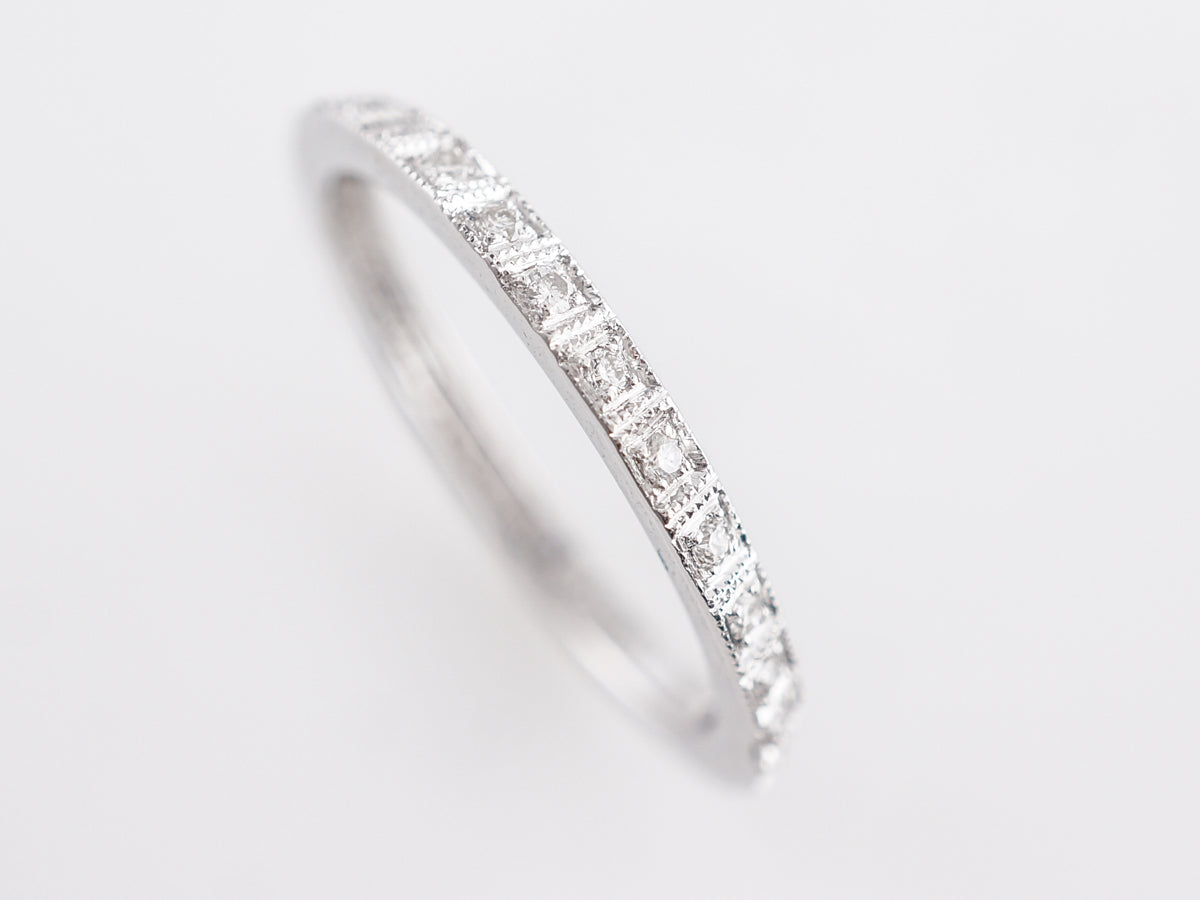 Vintage Diamond Wedding Band Ring Guard in 18K White Gold - Filigree ...