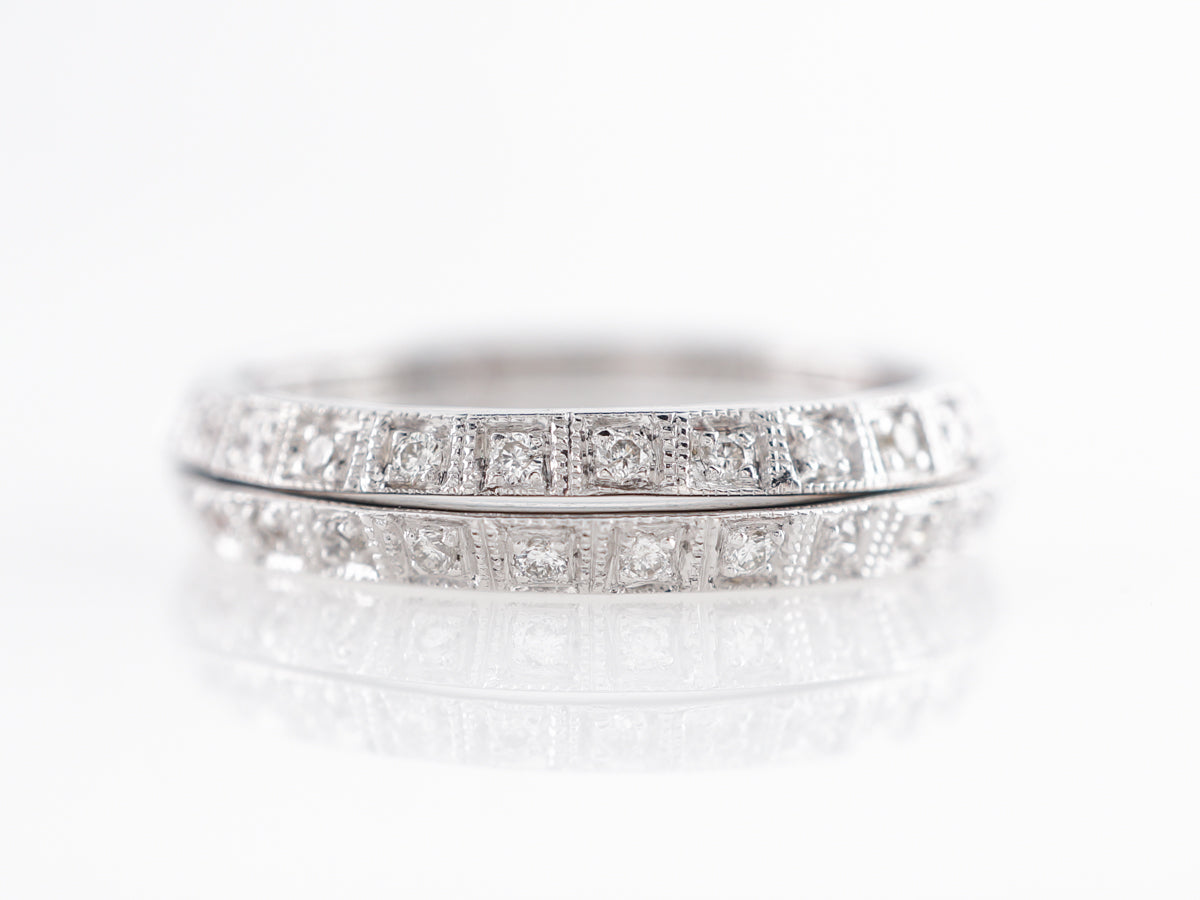 Vintage Diamond Wedding Band Ring Guard in 18K White Gold - Filigree  Jewelers
