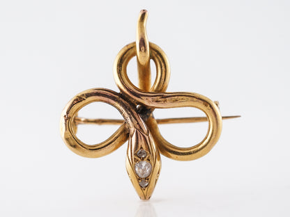 Vintage Victorian Diamond Snake Pendant in Yellow Gold