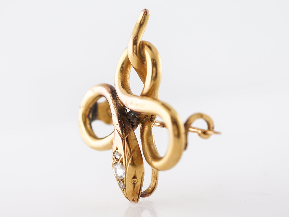Vintage Victorian Diamond Snake Pendant in Yellow Gold
