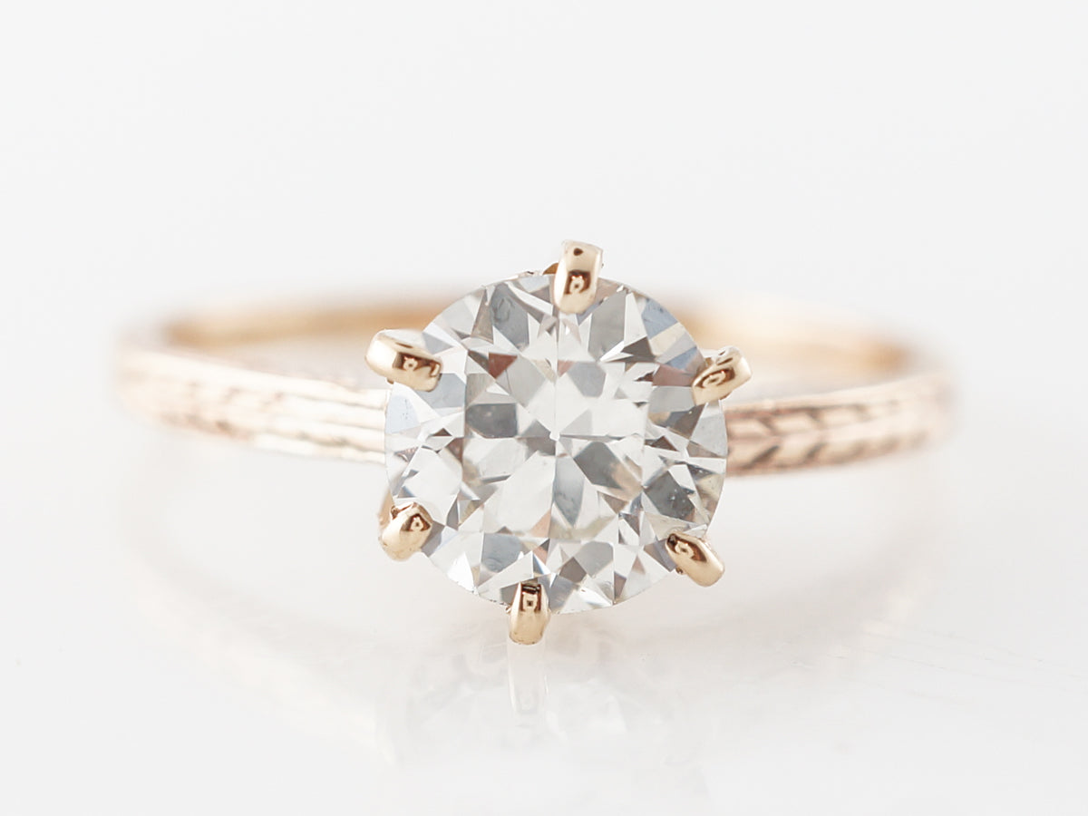 Vintage Style Solitaire Diamond Engagement Ring in 14k