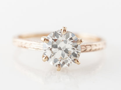 Vintage Style Solitaire Diamond Engagement Ring in 14k