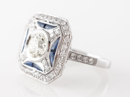 Vintage Style Cocktail Ring w/ Sapphires in Platinum