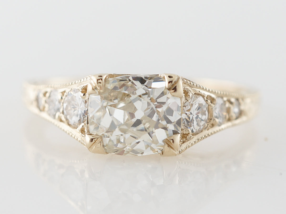 1 Carat Cushion Cut Engagement Ring in Yellow Gold