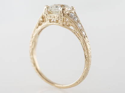 1 Carat Cushion Cut Engagement Ring in Yellow Gold