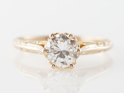 Vintage Style Diamond Solitaire Engagement Ring in 18k