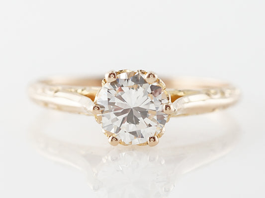 Vintage Style Diamond Solitaire Engagement Ring in 18k