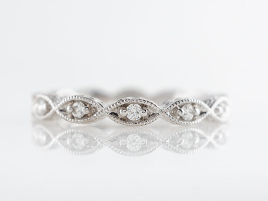 Vintage Style Milgrain & Diamond Wedding Band