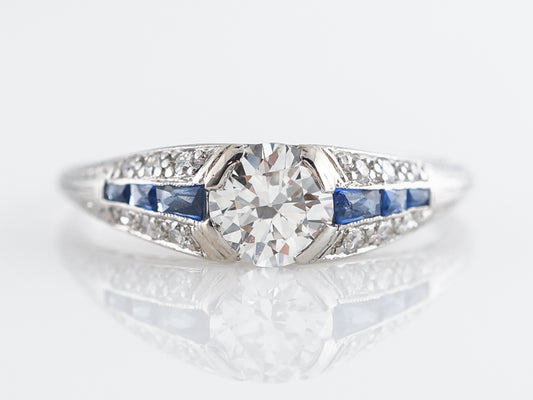Antique Transitional Cut Diamond Engagement Ring Platinum