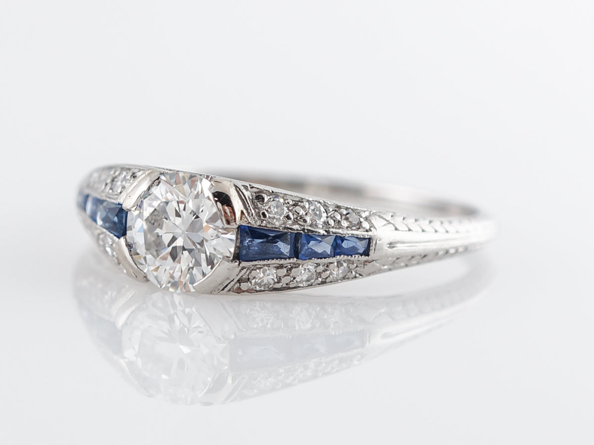 Antique Transitional Cut Diamond Engagement Ring Platinum