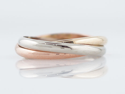 Vintage Trinity Roll Ring Retro in 14k Yellow, White & Rose Gold