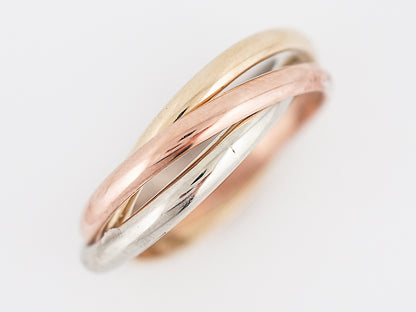 Vintage Trinity Roll Ring Retro in 14k Yellow, White & Rose Gold