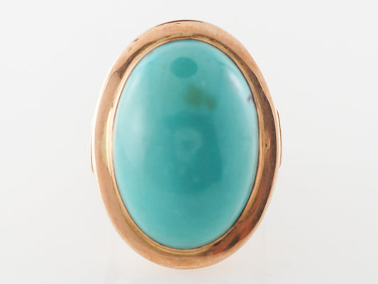 Vintage Cabochon Turquoise Cocktail Ring in Yellow Gold
