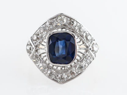 Vintage Two-Tone Edwardian Ring with Diamond & Sapphire