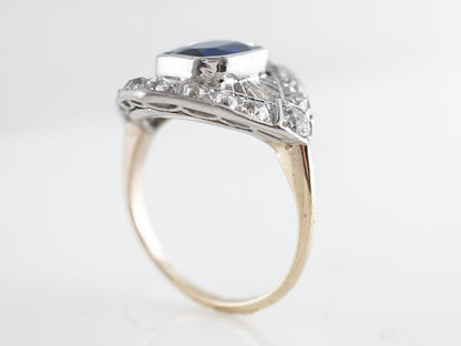 Vintage Two-Tone Edwardian Ring with Diamond & Sapphire