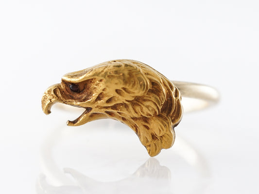 Vintage Victorian Eagle Ring w/ Rubies in Yellow Gold