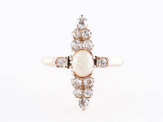 Vintage Victorian Opal & Diamond Ring 14k Yellow Gold