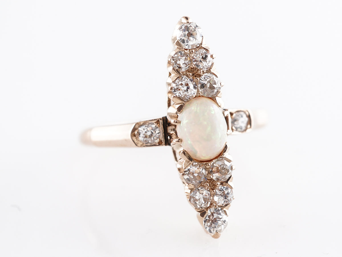 Vintage Victorian Opal & Diamond Ring 14k Yellow Gold