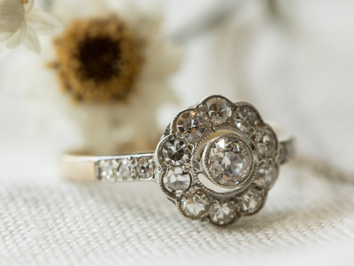 Vintage White Gold & Diamond Cocktail Ring with Filigree Accents |  Exquisite Jewelry for Every Occasion | FWCJ