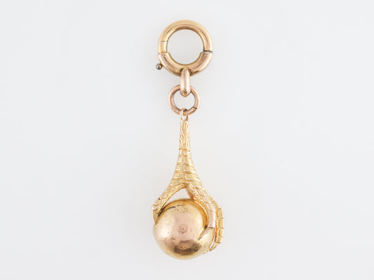Vintage Victorian Eagle Claw Pendant in 14k Yellow Gold