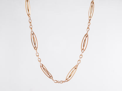 Vintage Victorian Paperclip Necklace in 14k Yellow Gold