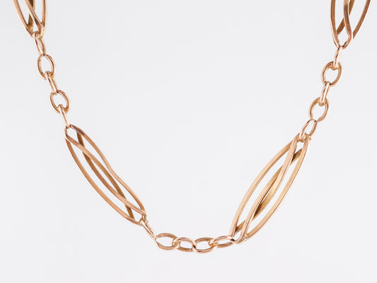 Vintage Victorian Paperclip Necklace in 14k Yellow Gold