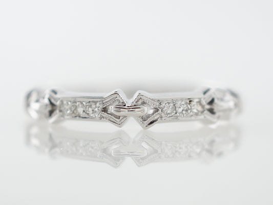 Vintage Art Deco Single Cut Diamond Wedding Band White Gold