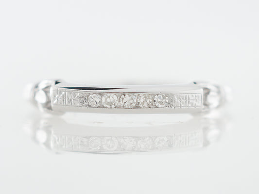 Vintage Art Deco Orange Blossom & Diamond Wedding Band in 18k White Gold