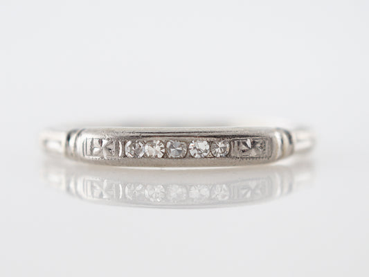 Vintage Wedding Band Art Deco .08 Single Cut Diamonds in 18k White Gold