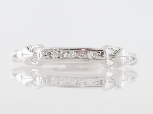 Vintage Wedding Band Art Deco .08 Single Cut Diamonds in 18k White Gold