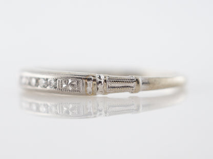 Vintage Wedding Band Art Deco .08 Single Cut Diamonds in 18k White Gold
