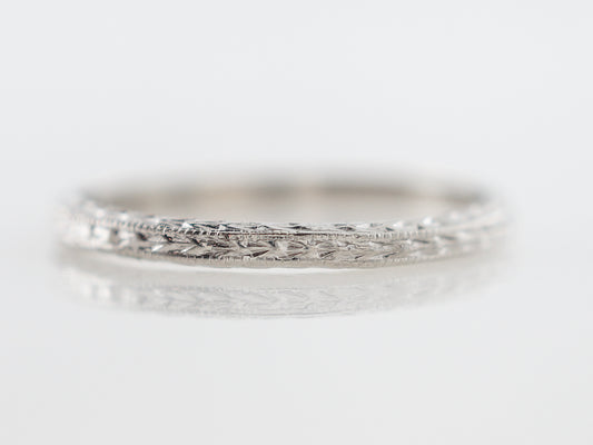Chevron Pattern Vintage Art Deco Wedding Band in Platinum