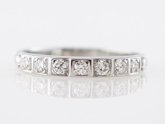 Vintage Wedding Band Mid-Century .28 Round Brilliant Cut Diamonds in 18k White Gold