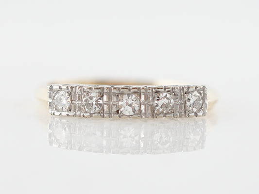 Vintage Two-Toned Retro 1940's Diamond Wedding Band