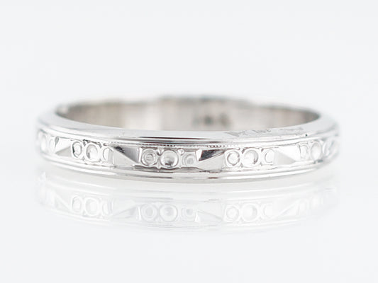 Vintage Wedding Band Retro in 14k White Gold