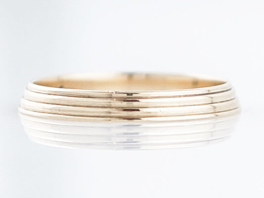 Retro Vintage Wedding Band 14k Yellow Gold Ribbed Texture