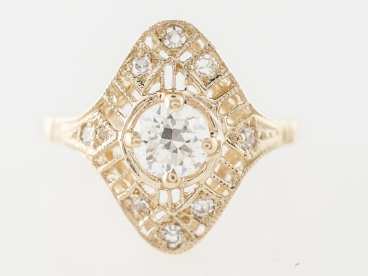 Vintage European Diamond Engagement Ring in Yellow Gold