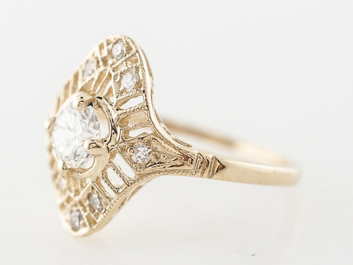 Vintage European Diamond Engagement Ring in Yellow Gold