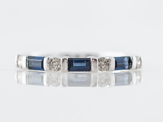 Sapphire & Diamond Wedding Band in White Gold