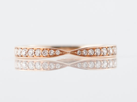 Wedding Band Modern .19 Round Brilliant Cut Diamonds in 18k Rose Gold