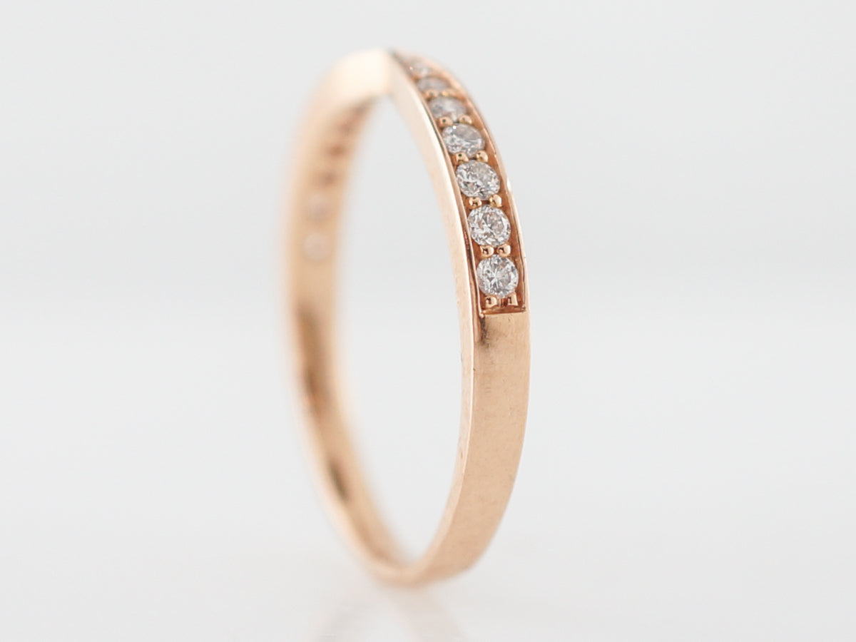 Wedding Band Modern .19 Round Brilliant Cut Diamonds in 18k Rose Gold