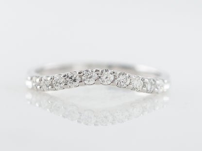 Curved Round Brilliant Cut Diamond Wedding Band in White Gold